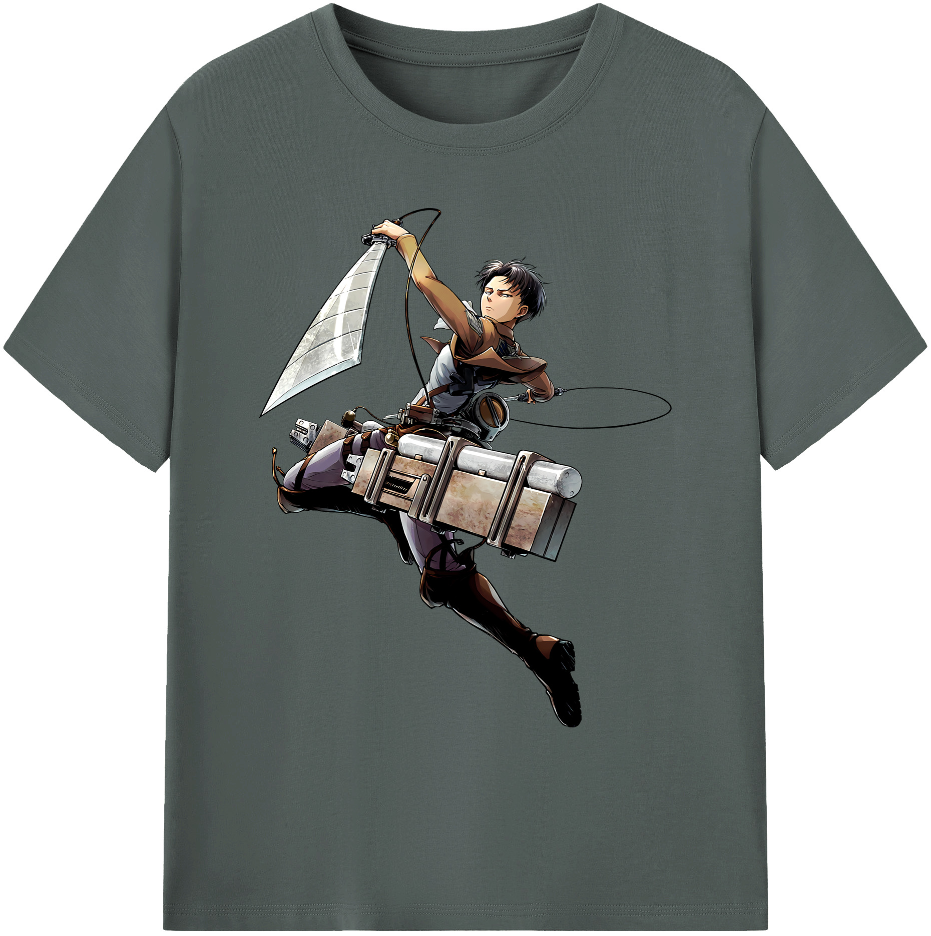 （画像用） 進撃の巨人 リヴァイ·アッカーマン Attack on Titan Levi Ackerman 綿100％ メンズ半袖Tシャツ｜肌触りやわらか＆通気性